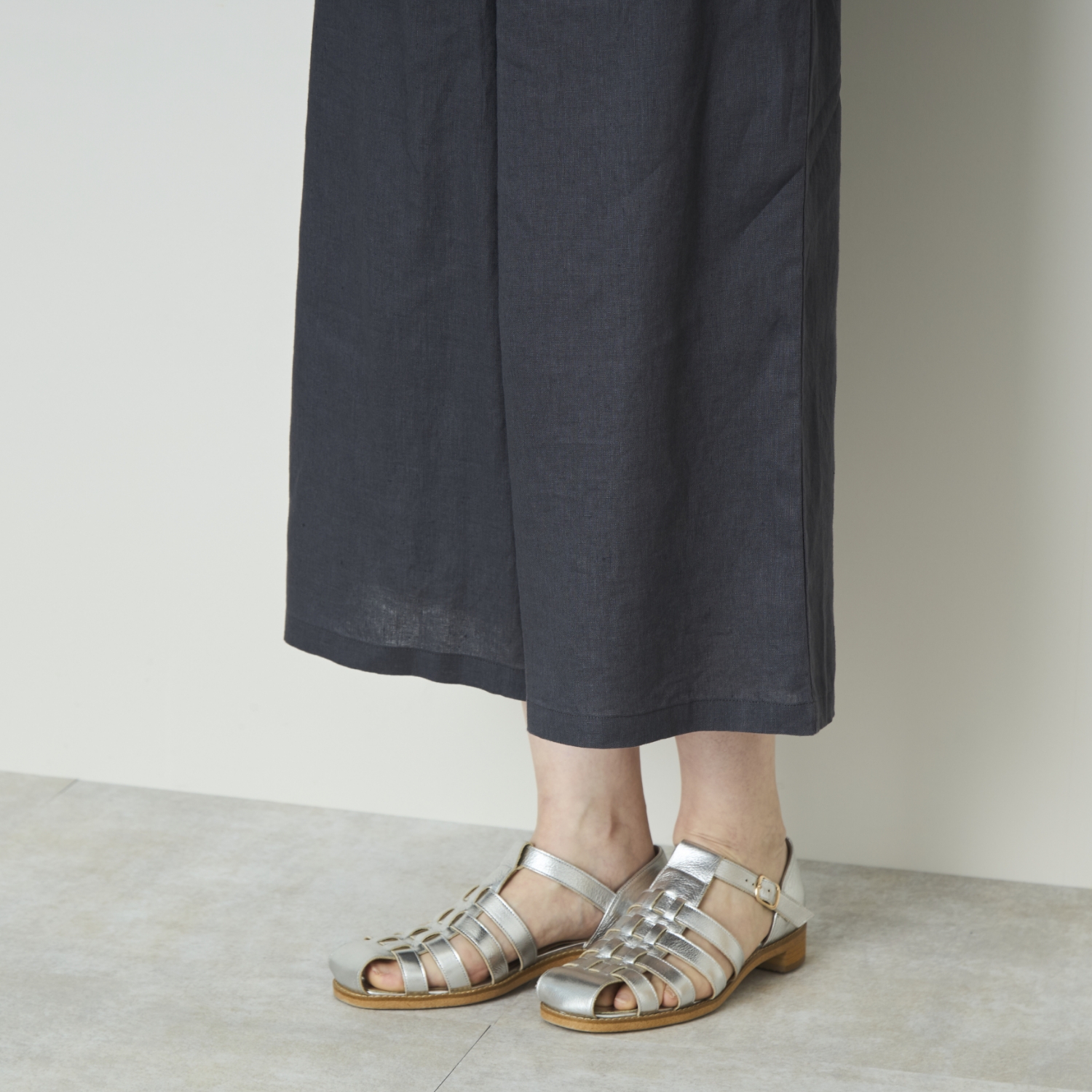 Crea delice/リネン8分丈ワイドパンツ